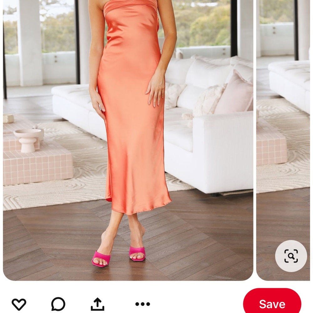 Elegant Tangerine Satin Dress